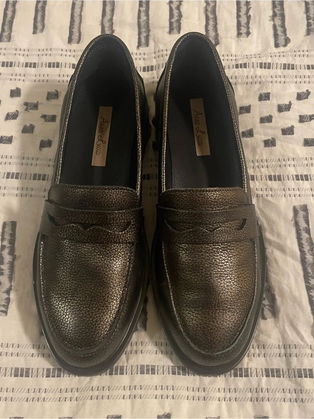 Anna Lucca Metallic Bronze Penny Loafers for Women